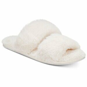 Lemon Two-Strap Faux-Fur Slide Slippers
